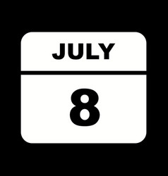 July 8th Date On A Single Day Calendar