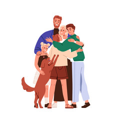 Happy Large Family Hugging Together Parents Kids