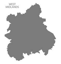 West Midlands England Map Grey