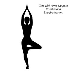 Silhouette Of Vrikshasana With Arms Up