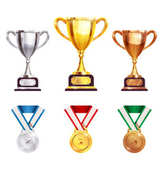 Award Trophy Medal Realistic Set