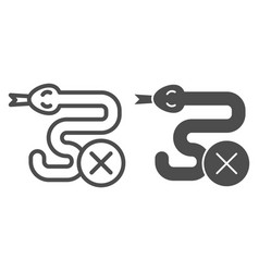 Snake And Ban Button Line And Solid Icon Pest