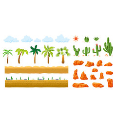 Cactus Palm Tree Desert Landscape Elements Sand