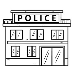 Police Station Isolated Coloring Page For Kids