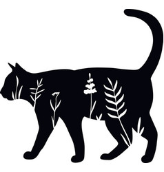 Cat - Stencil With Floral Design - Floral Animal