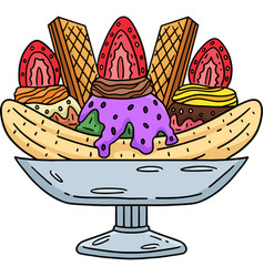 Ice Cream Banana Split Sundae Cartoon Clipart