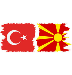 Northern Macedonia And Turkey Grunge Flags