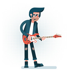 Cartoon Rock Musician In Leather Jacket