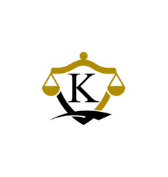 Initial K Monogram Alphabet With Law Scale Sign