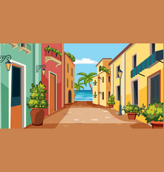 A Sunny Seaside Town Street