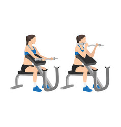 Woman Doing Ez Bar Preacher Curls Exercise