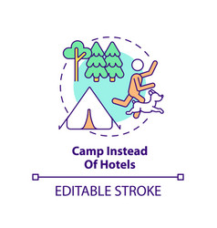 Camp Instead Of Hotels Concept Icon