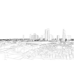 Outline City Concept Wire-frame Style