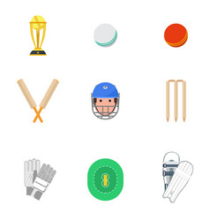 Cricket Icons Set Flat