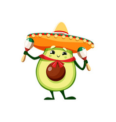 Cartoon Kawaii Mexican Avocado Mariachi Character