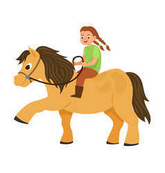 Girl Teaching A Horse Kid Riding Horse