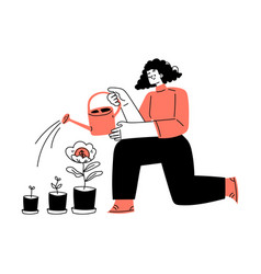 Investment With Woman Watering Plant In Pot