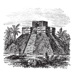 Palenque Pyramid Vintage Engraving