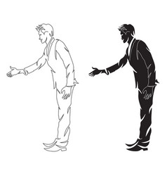 Business Man Want To Handshake Line Art