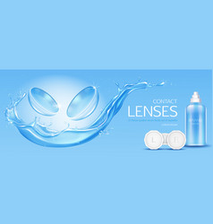 Contact Lenses And Solution Bottle Mock Up Banner