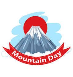 Mount Fuji And Red Sun With Mountain Day Font