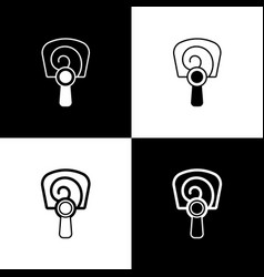 Set Korean Hand Fan Icon Isolated On Black And