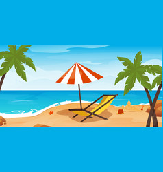 Summer Beach Cartoon Landscape