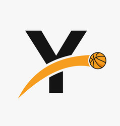 Basketball Logo On Letter Y With Moving