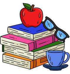 First Day Of School Textbooks And Apple Clipart