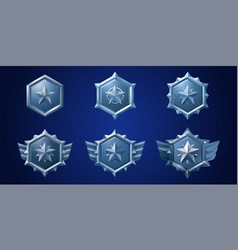 Hexagon Metal Badge With Star For Game Level Rank