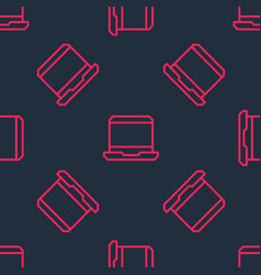 Red Line Laptop Icon Isolated Seamless Pattern