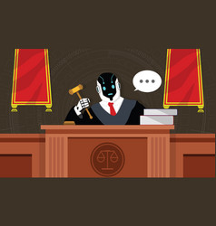 Robot Lawyer Or Judge In Courtroom