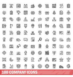 100 Company Icons Set Outline Style