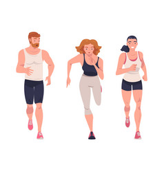 Man And Woman Character Running In Sportswear And