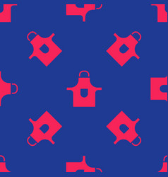 Red Kitchen Apron Icon Isolated Seamless Pattern