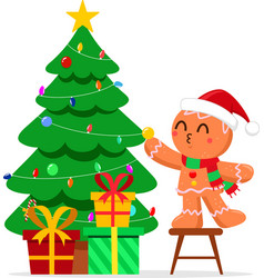 Cute Christmas Gingerbread Man Cartoon Character