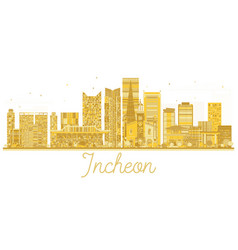 Incheon City Skyline Golden Silhouette