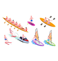 Isometric Water Sports Icon Set