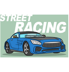 Blue Street Racing Car