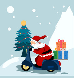 Santa Claus Delivering Gifts On A Scooter