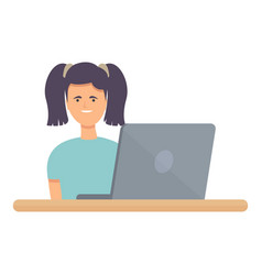 Smiling Online Girl Icon Cartoon Computer