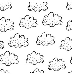 Seamless background with black doodle clouds Vector Image