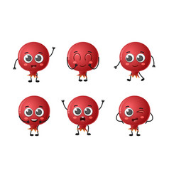 Set Of Cute Cartoon Pomegranate Fruit Character