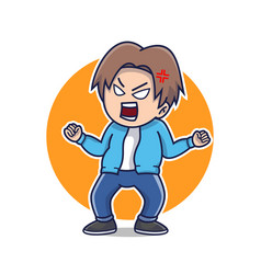 Cartoon Flat Angry Boy