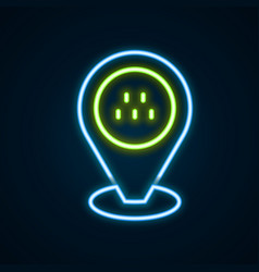 Glowing Neon Line Map Pointer With Taxi Car Icon