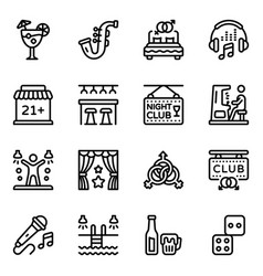 Nightclub Elements Linear Icons Pack