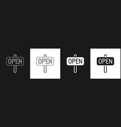 Set Hanging Sign With Text Open Door Icon Isolated