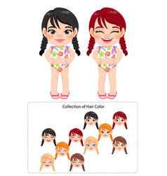 Cartoon Happy Little Girl In A Summer Swimsuit