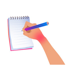 Hand With Tunnel Syndrome Writing In Notebook