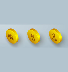 Set Isometric Line Buy Button Angry Customer